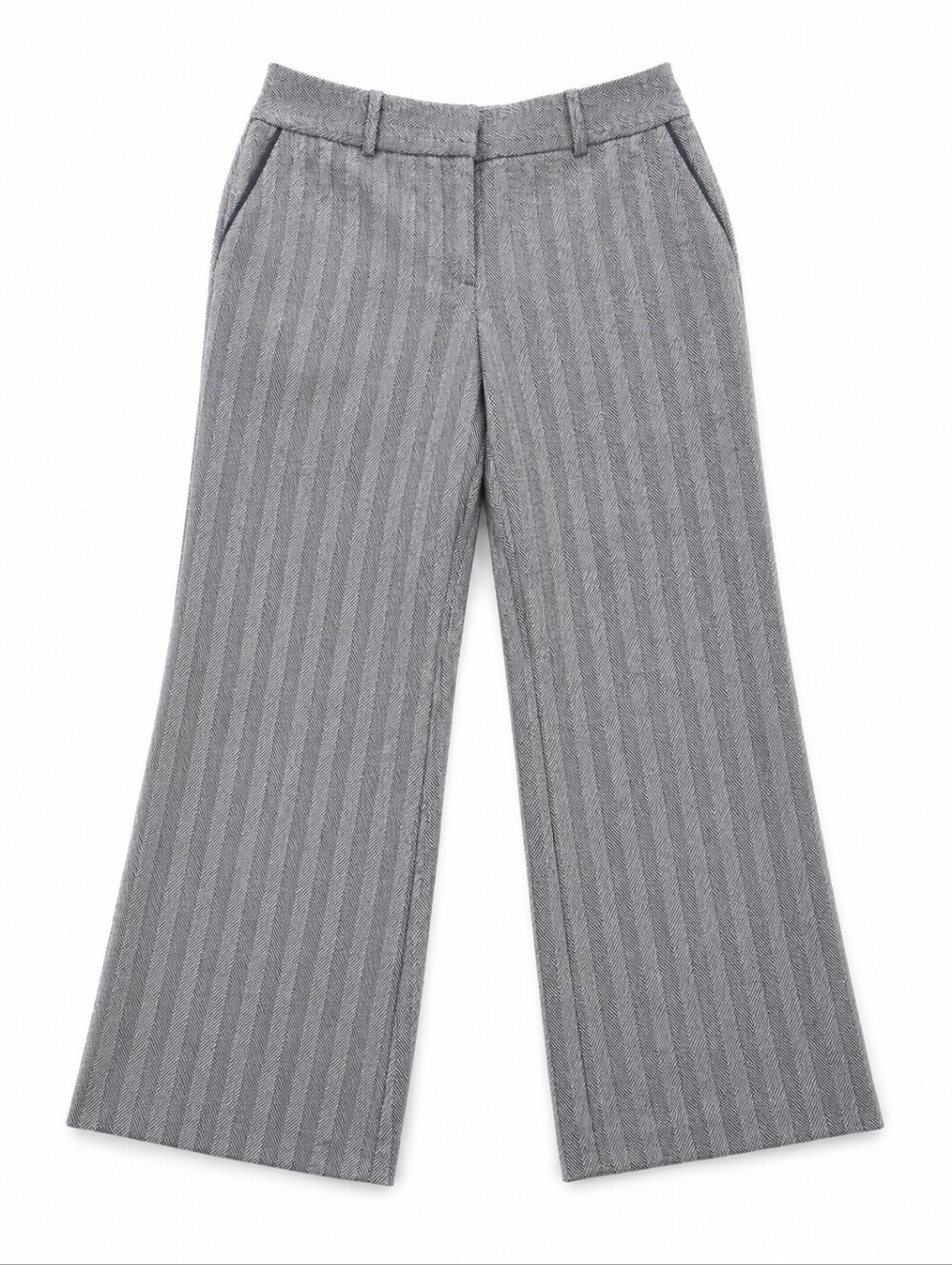 NWT Ann Taylor LOFT Julie Curvy Trouser Pants 10P Gray Herringbone Tweed Stretch